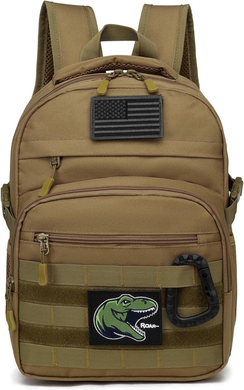 SunForMorning Kids Tactical Backpack Army Molle Bookbag Military Boys Backpack for School, Outdoor, Camping (Includes 2 Patches +1 Carabiner), Brown - Image 1